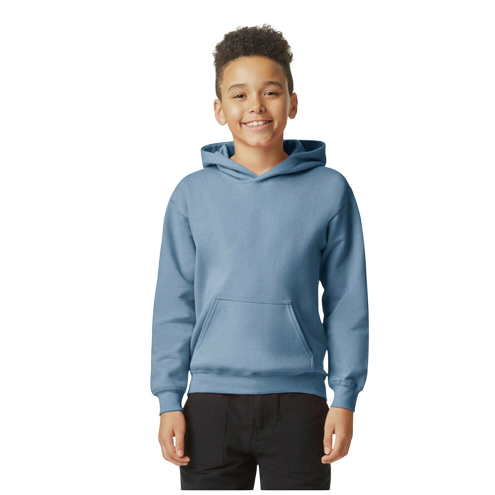 Gildan (M, Stone ) Childrens/Kids Softstyle Plain Fleece Midweight Hoodie Blue