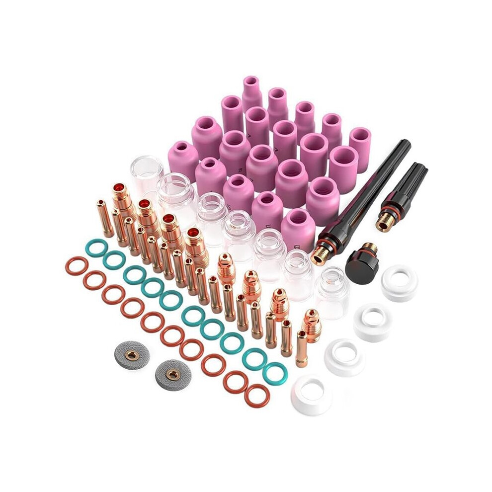 80Pcs Tig Welding Kit For Wp-17/18/26 Torches With Alumina Ceramic Nozzle & Glass Cups 6033932670045
