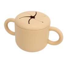 Baby-Silikonbecher 350 ml tragbar Beige