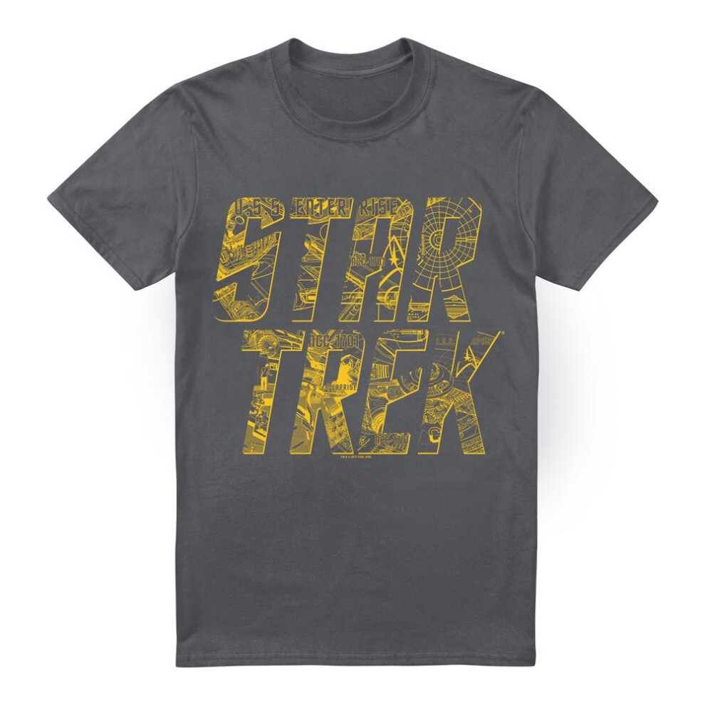 Star Trek (4Xl, Charcoal) Mens Schematic Logo T-Shirt Multicoloured