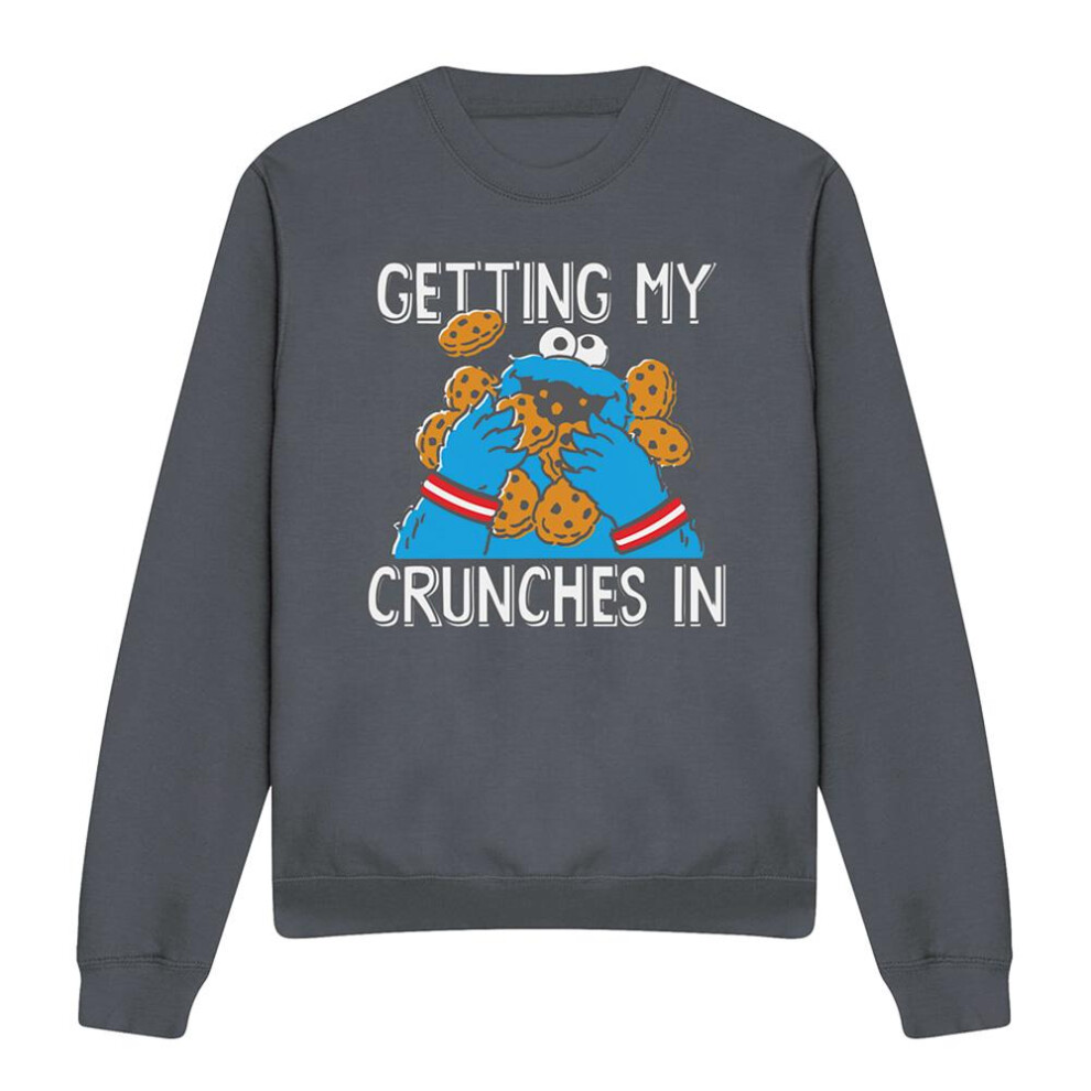 Sesame Street (S, Charcoal) Unisex Adult My Crunches Cookie Monster Sweatshirt Multicoloured