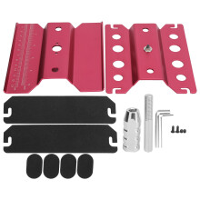 RC Car Stand for 1/8 1/10 Scale Models, 360 Degree Rotation Aluminum Alloy Repair Workstation with Non-Slip Pad and Chassis with Scale, Lift or Lower