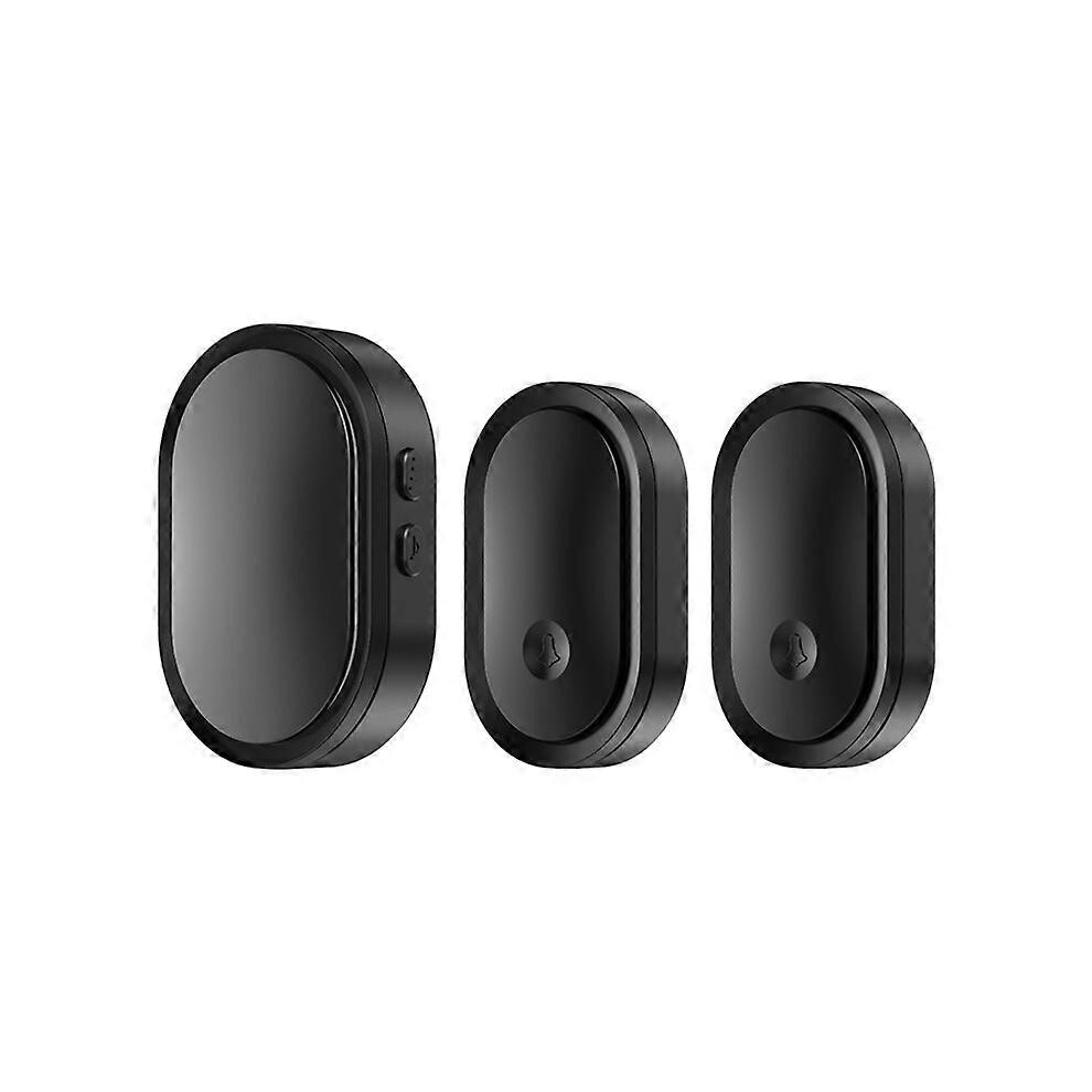 Wireless Doorbell A99 Waterproof Model 1 Receiver 2 Transmitters 300M Remote Control 36 Ringtones 4-Level Volume Black 6901508023154