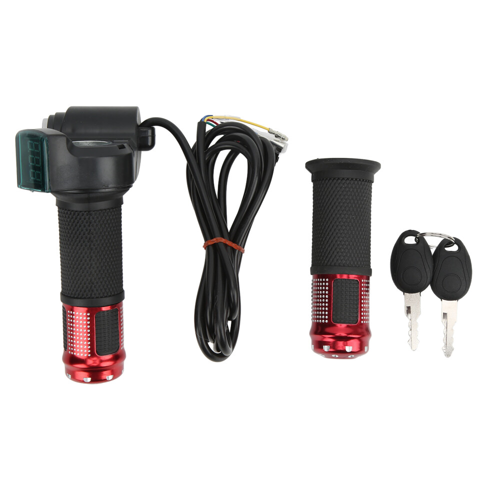 Ebike Throttle Grip With Key, Lcd Display Power Indicator Twist Handlebar Electric Scooter Twist Throttle Universal Voltage Control For Motorbike Moto 9301476367781