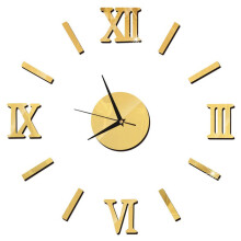 (Gold) Wall Clock Diy Watch Home Modern Decoration 3d Crystal Mirror Sticker Art Decals