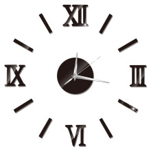 (Black) Wall Clock Diy Watch Home Modern Decoration 3d Crystal Mirror Sticker Art Decals