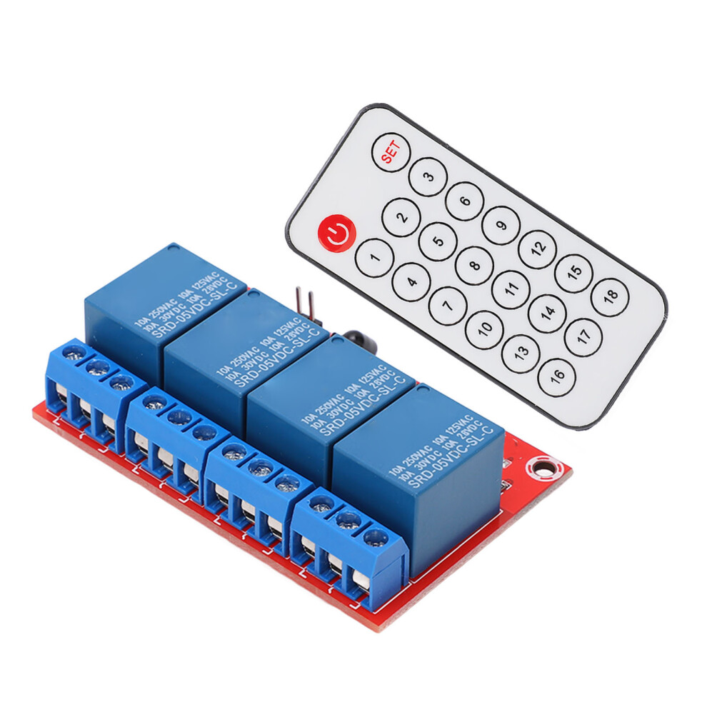 Compact 4 Channel Infrared Relay Module & 4Ch Remote Control Kit 9351374127840