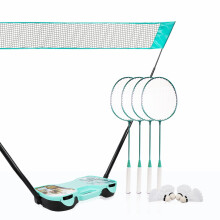 ENOVI EasyGo Badminton Set, with Net, 4 Racket, 4 Birdies, Portable Storage Box, for Backyards, Outdoor Games