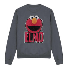 (S, Charcoal) Sesame Street Unisex Adult Elmo Smile Sweatshirt