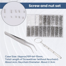 1000 Pcs Glasses Screws Nut Assortment + 1 Pc Screwdriver + 1 Pc Tweezers, Glasses Repair Kit Screws for Glasses Optical Repair Tool Set for