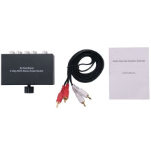4 Way Bi-Directional RCA Stereo Audio 1 in 4 Out or 4 in 1 Out L/R Jack Sound Channel RCA Audio Switcher Selector