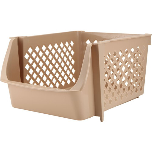 Stackable Plastic Basket Kitchen Storage Basket Fruit & Vegetable Plastic Storage Basket Plastic Storage Rack(Beige)