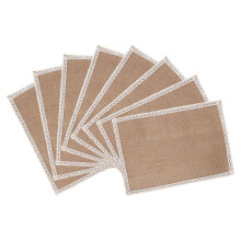 8Pcs Linen Table Mat Lace Placemat Set Natural Jute Woven Tableware Mat Wedding Party Decoration