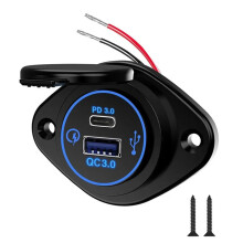 Modified Multifunctional Car Phone Charger Waterproof Car RV Yacht QC PD Dual QC3.0 USB Fast Charging, Light Display