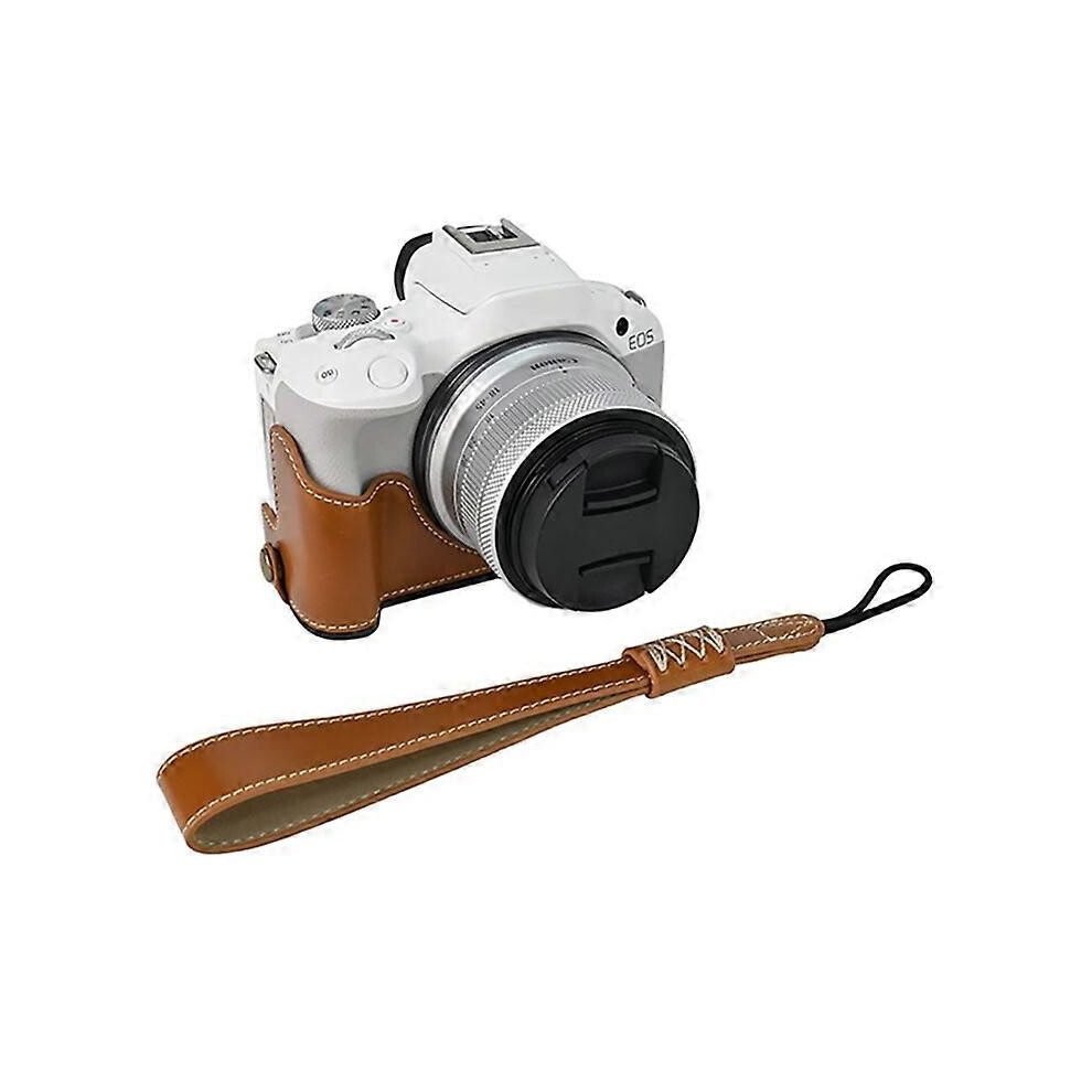 Camera Half Case For Canon Eos R50/R100 With Bottom Opening Design Brown 6901508056275