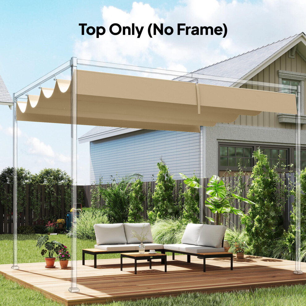Outsunny Retractable Pergola Canopy Only For 4 X 3 M Pergola, Khaki