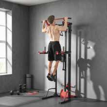 SPORTNOW Power Tower with Lat Pull Down Machine, Pull Up Bar, Dip Station