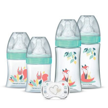 DODIE Conjunto de 4 mamadeiras Tetina Anticólica Redonda (2x150mL e 2x270mL), + chupeta de parto