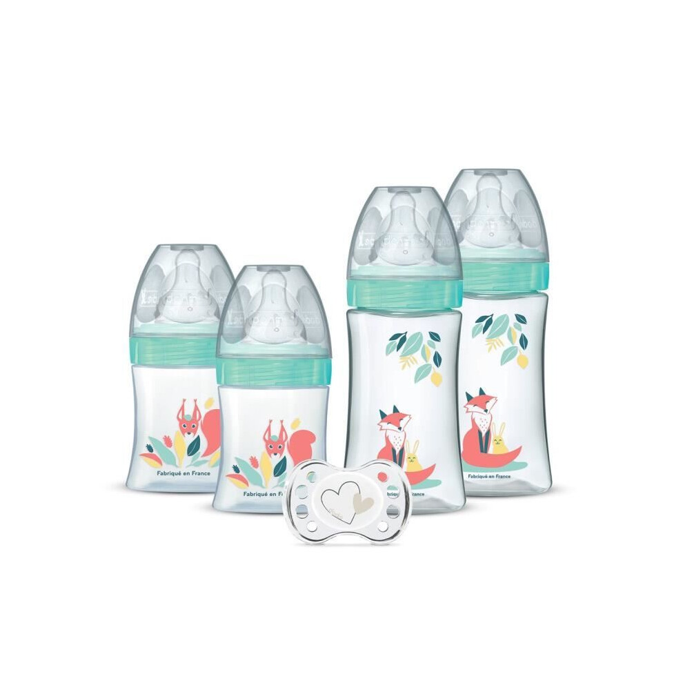 Dodie Set Of 4 Newborn Baby Bottles Round Nipple Anti-Colic (2X150ml And 2X270ml), + One Newborn Pacifier