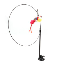 Cat Wand Feather Toy Red, Wire29.5in, Rod7.5in