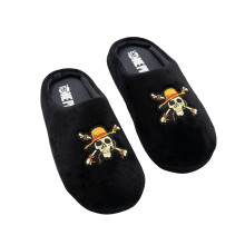 (3 UK, Black) One Piece Boys Logo Slippers