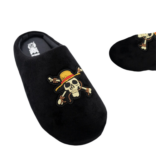 (3 UK, Black) One Piece Boys Logo Slippers 1