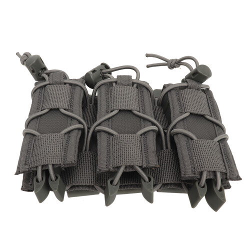 Outdoor Triple Molle Mag Pouch 9mm Open Top Grey