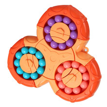 6-seitiger rotierender Bohnen-Spielzeug, Stressabbau, 11x10cm, Orange