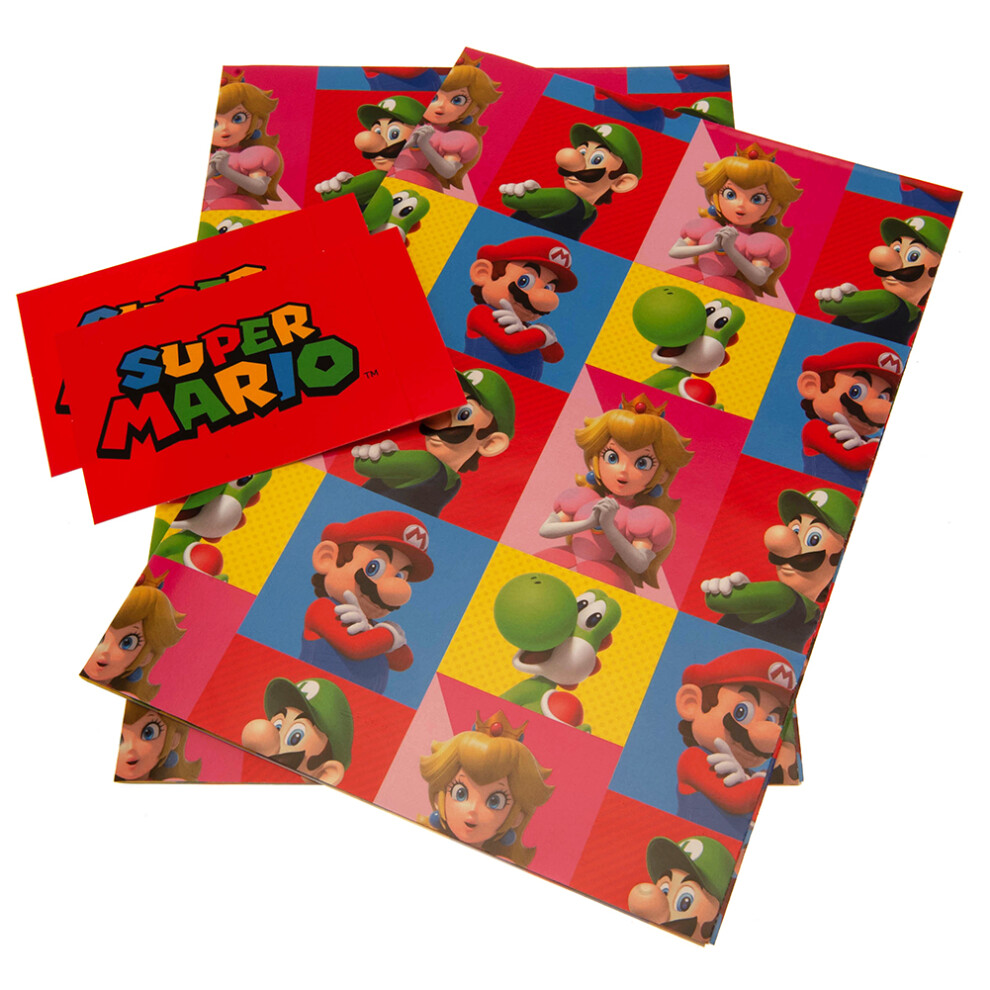 Super Mario Characters Gift Wrap (Pack Of 4) Peach