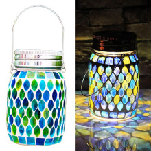 Lanterna solare a mosaico sospesa alimentata a energia solare, illuminazione esterna impermeabile con un'aura poetica, lanterna solare in vetro