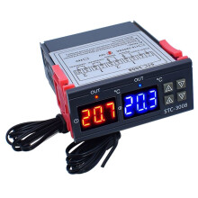 Dubbele Digitale STC-3008 Temperatuurregelaar, Thermostaat met Twee Relaisuitgangen en Sondetemperatuurregelaar, A