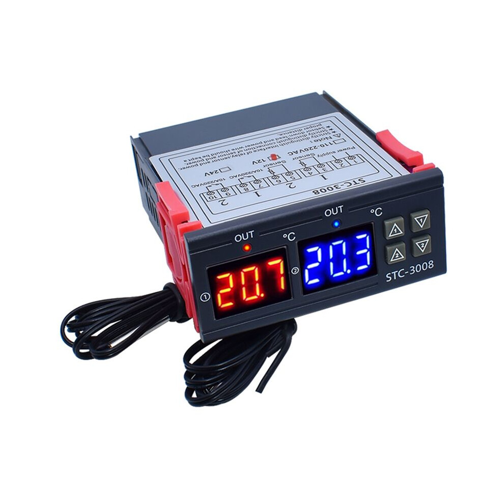 Dual Digital Stc-3008 Temperature Controller Two Relay Output Thermostat Heater With Probe Temperature Controller,A 4712805717439