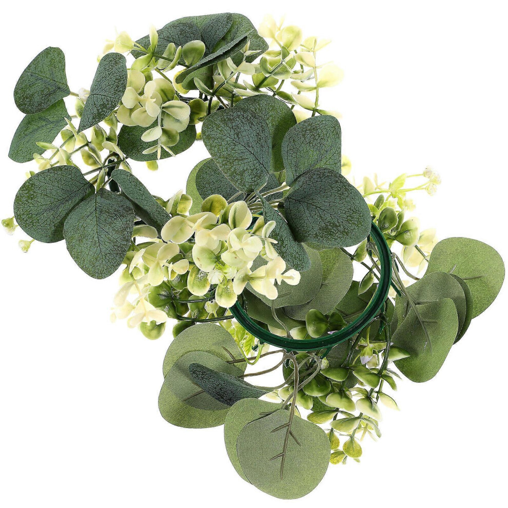Kricely (As Show, One Size) 2Pcs Simulation Eucalyptus Plant Candle Rings Eucalyptus Candle Decorations Simulation Eucalyptus Candle Decor