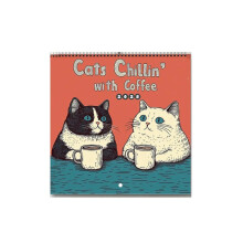 2025 Cat Calendar - Cats Chillin' with Coffee 2025 Cats Chillin' with Coffee Calendar for Home Calendar
