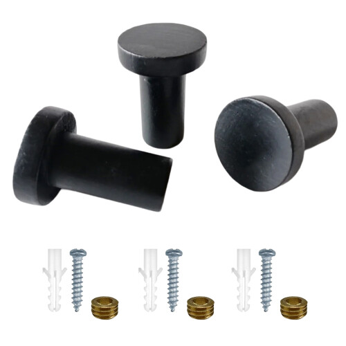 Lot de 6 cintres cylindriques noirs, crochet mural