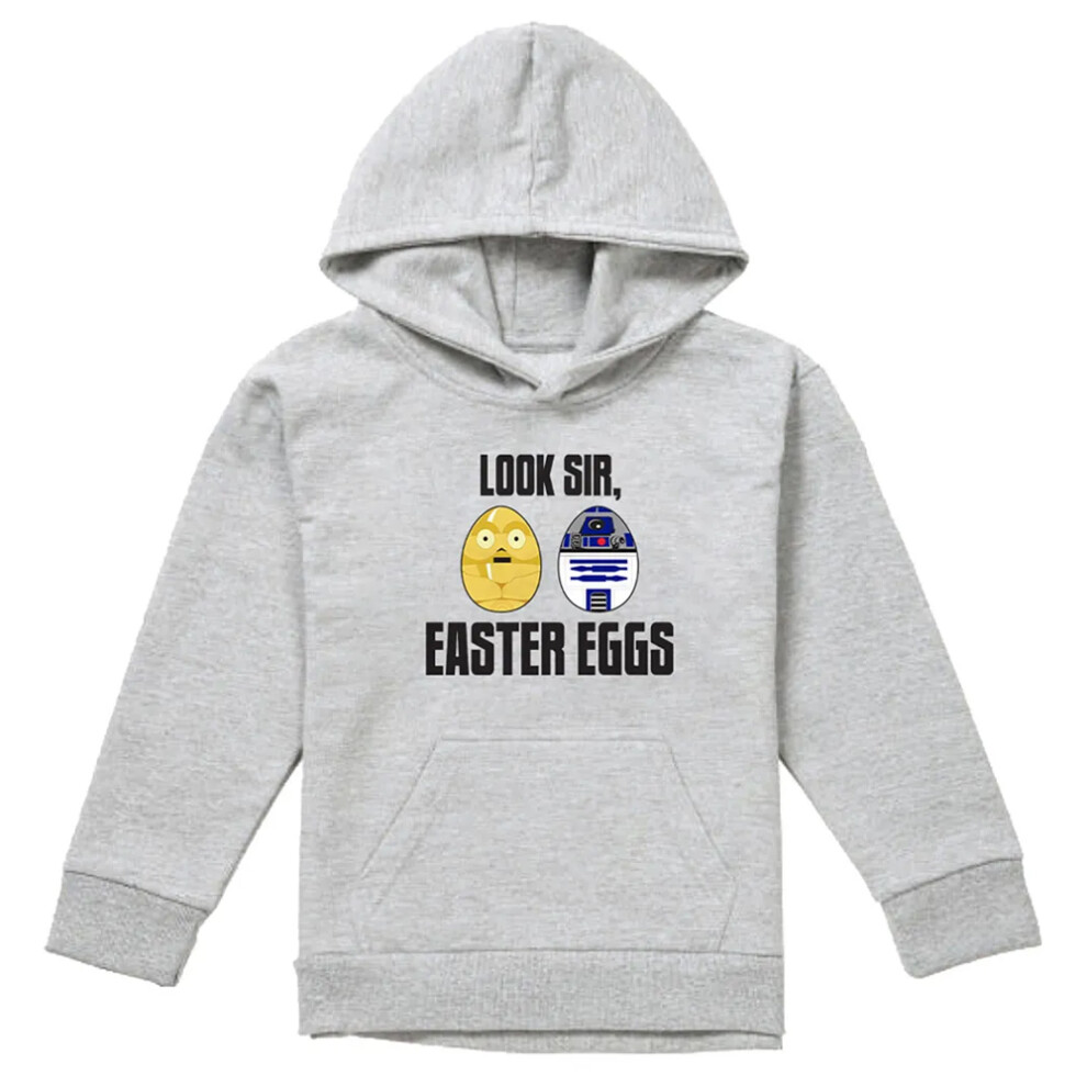 New Star Wars Boys (7-8 Years, Athletic Heather) Childrens/Kids Look Sir, Easter Eggs Pullover Hoodie Multicoloured
