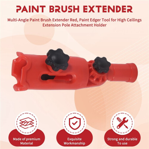 Multi-Angle Paint Brush Extender Red, Paint Edger Tool for High Ceilings, Extension Pole Attachment Holder 1