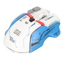 Mouse da gaming cablato con 10 pulsanti macro, RGB LED, 12800 DPI, colore bianco