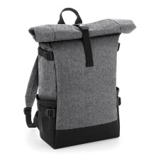 (One Size, Grey Marl/Black) BagBase Block Roll-Top Backpack