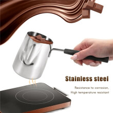 Stainless Steel Butter and Coffee Warmer,Turkish Coffee Pot, Butter Melting Pot and Milk Pot with Spout -(350ML)