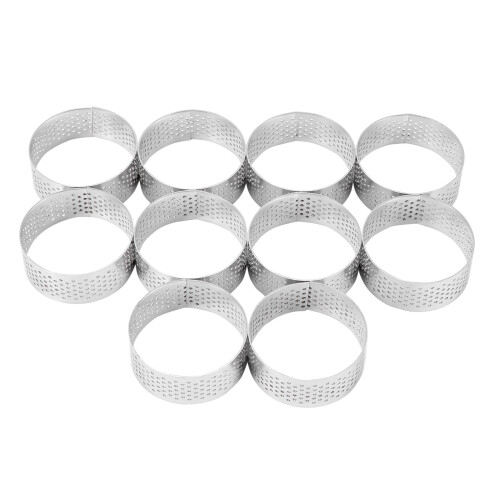 10 Pack 5Cm Stainless Steel Tart Ring, Heat-Resistant Perforated Cake Mousse Ring, Round Ring Baking Doughnut Tools