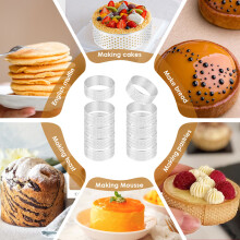 10 Pack 5Cm Stainless Steel Tart Ring, Heat-Resistant Perforated Cake Mousse Ring, Round Ring Baking Doughnut Tools