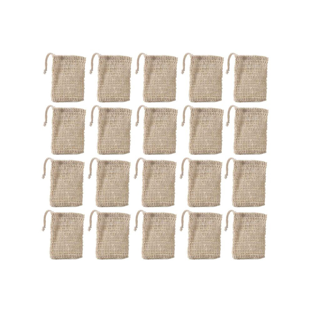 Torribaly 50Pcs Shower Bath Sisal Soap Bag Natural Sisal Soap Bag Exfoliating Soap Saver Pouch Holder