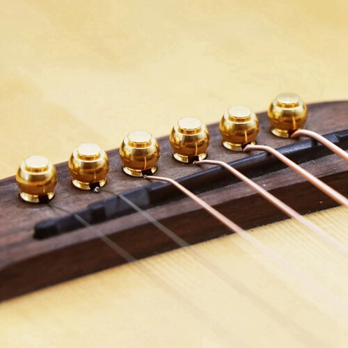 Acoustic Guitar String End Nut Bridge Saddle Abalone Pins Replacements Set (Brass Pins & Bone Saddle Nut) 2