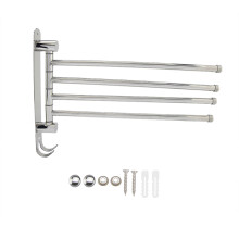 Toallero de baño con barras giratorias, toallero giratorio para espacios pequeños, montaje en pared de acero inoxidable que ahorra espacio, diseño