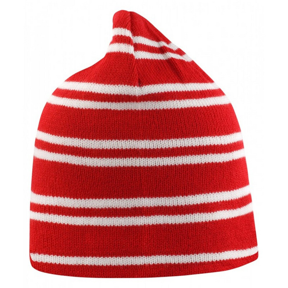 Result (One Size, Red/White) Unisex Adult Team Reversible Beanie