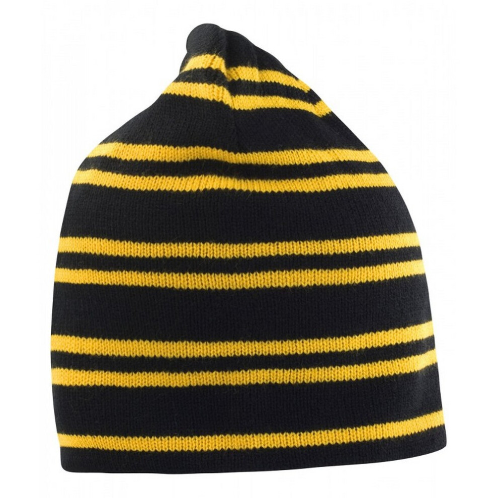 Result (One Size, Black/Gold) Unisex Adult Team Reversible Beanie