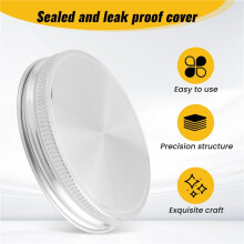 8 Pcs Stainless Steel Jar Lids 86Mm Sealed Leak Proof Cover With Silicone Seals Resistant Storage Solid Caps Wide Mouth Lid