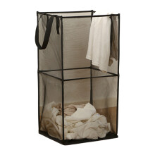 Square Laundry Basket Foldable Foldable-Black Double layer