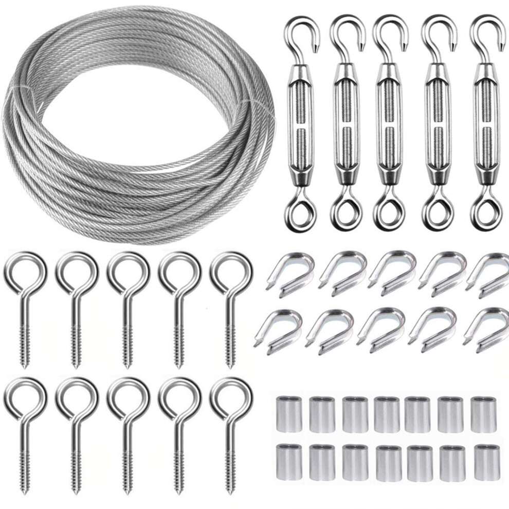 Tootaci 30M Garden Wire For Climbing Plants, 2Mm Pvc Coated Stainless Steel Cable With M5 Turnbuckles, Fence Wire, Vine Eyes For Climbing Plants, 8000003788914